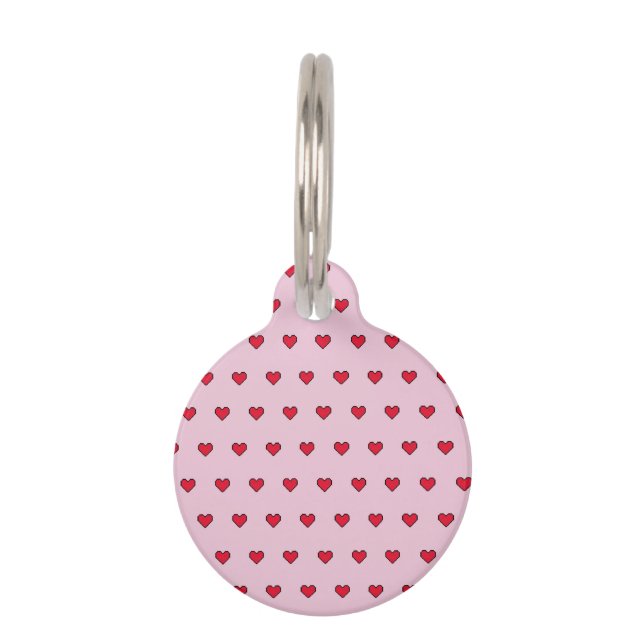 Cute pixelated heart shape  pet tag (Front)