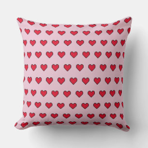 Cute pixelated heart shape throw pillow