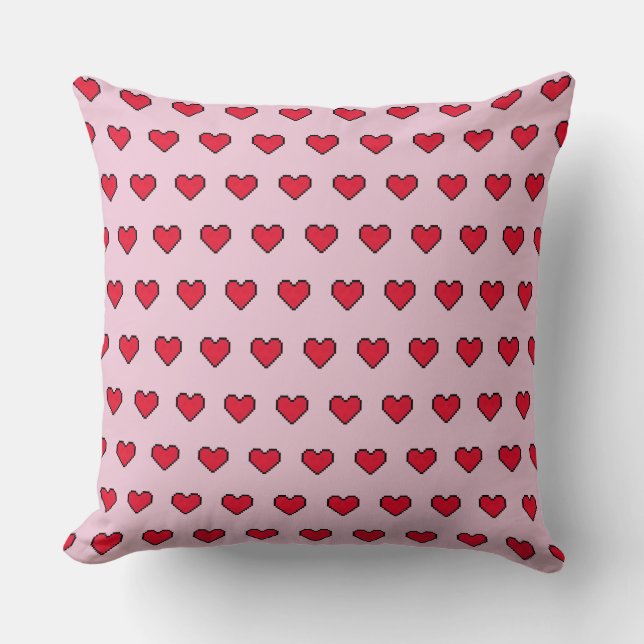 Cute pixelated heart shape throw pillow (Front)