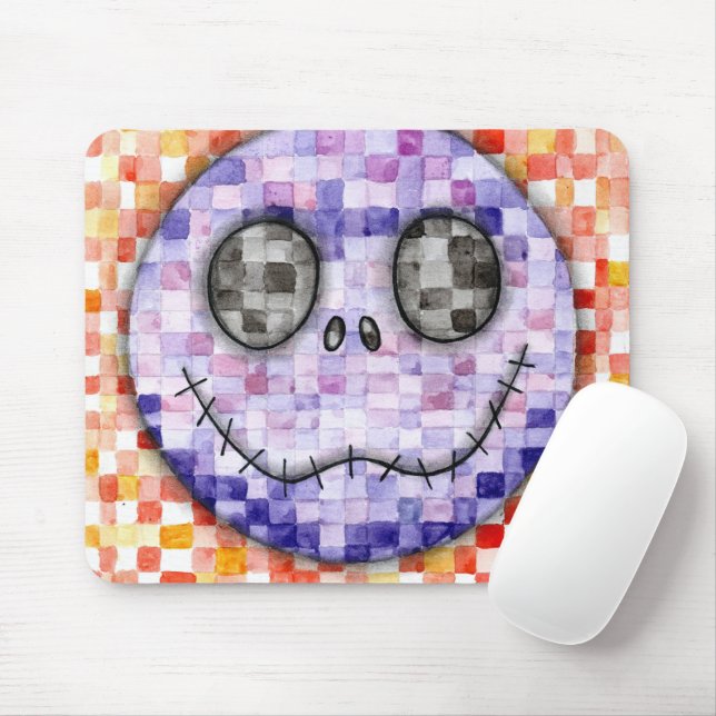 Cute Pixelated Skeleton Face Mouse Pad (With Mouse)
