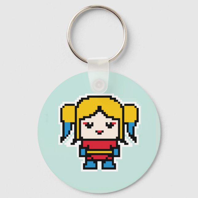 Cute pixeled bad girl keychain (Front)