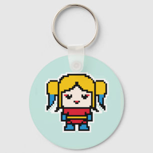 Cute pixeled bad girl throw pillow keychain