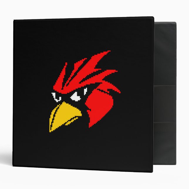 Cute pixeled bird face binder (Front/Inside)