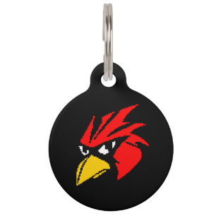 Cute pixeled bird face pet tag