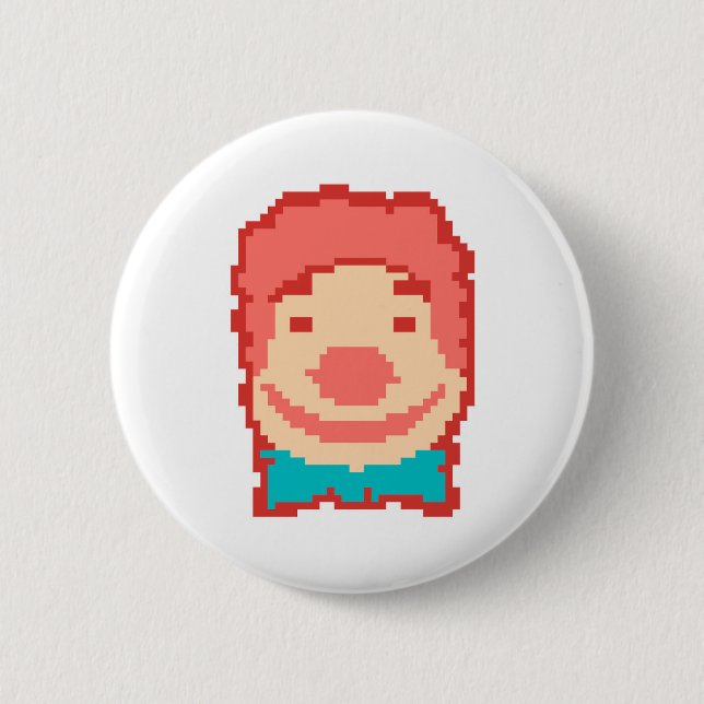 Cute pixeled clown face  2 inch round button (Front)