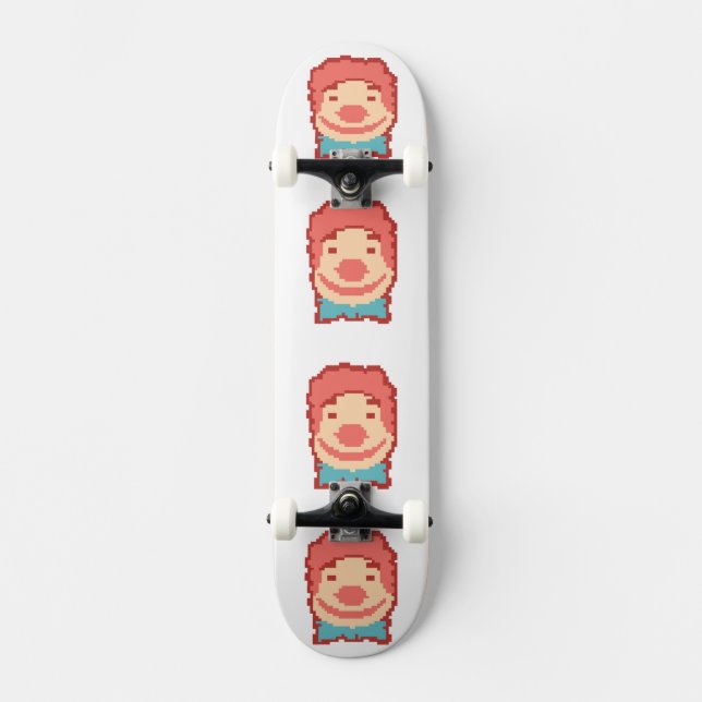 Cute pixeled clown face  skateboard (Front)