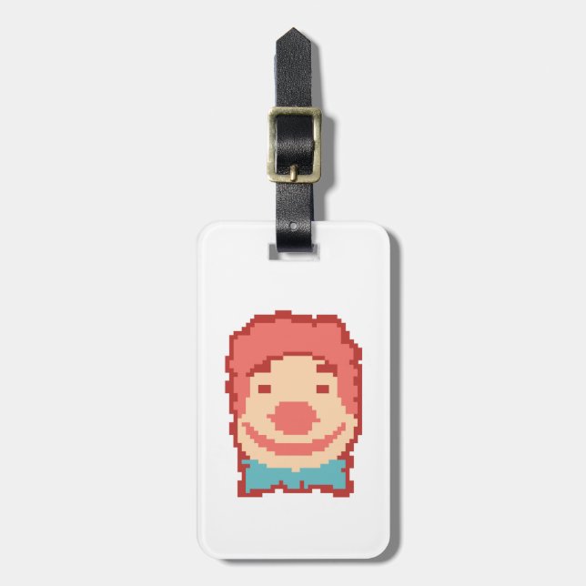 Cute pixeled clown face  throw pillow luggage tag (Front Vertical)