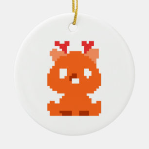 Cute pixeled deer baby ceramic ornament