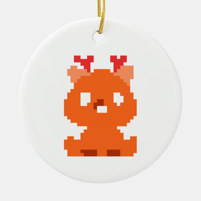 Cute pixeled deer baby ceramic ornament (Front)