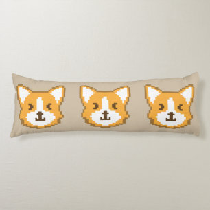 Cute pixeled dog face body pillow