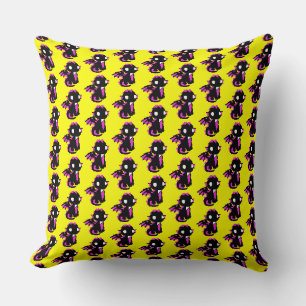 Cute pixeled dragon baby throw pillow