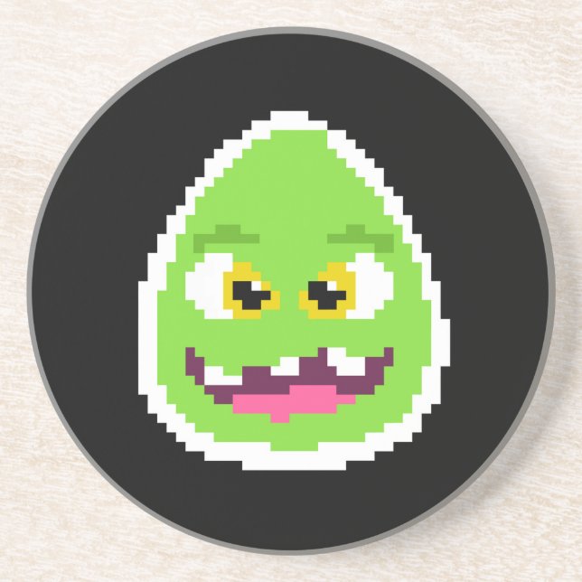 Cute pixeled egg monster coaster (Front)