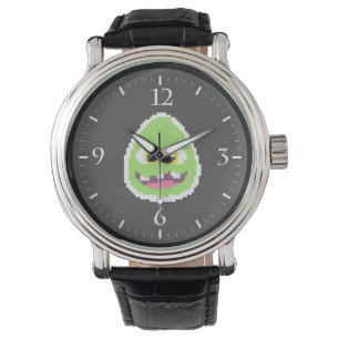 Cute  pixeled egg monster coffee mug watch