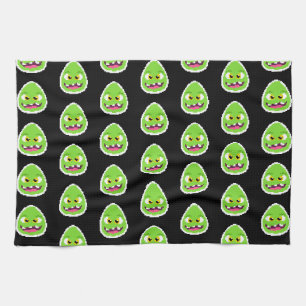 Cute pixeled egg monster kitchen towel