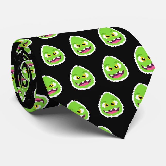 Cute pixeled egg monster tie (Rolled)