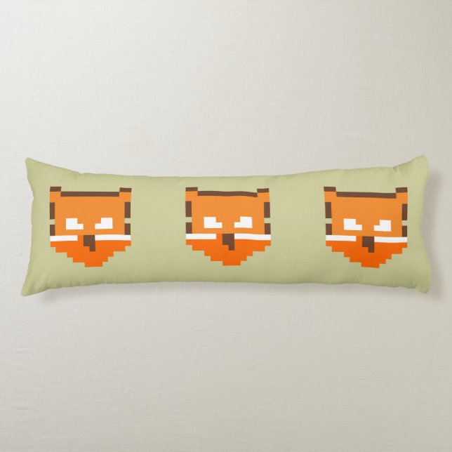 Cute pixeled fox face body pillow (Front)