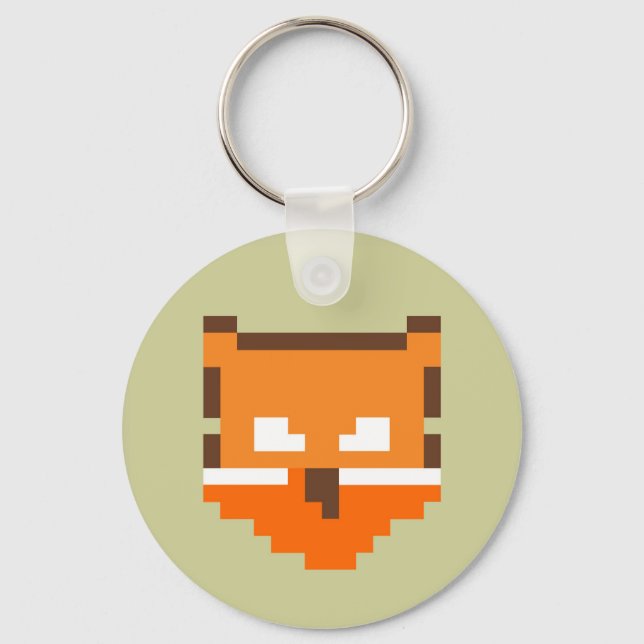 Cute pixeled fox face Case-Mate iPhone case Keychain (Front)