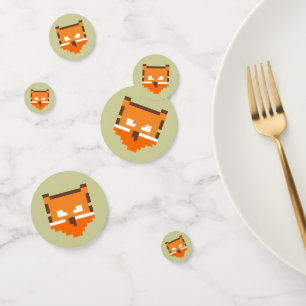 Cute pixeled fox face confetti