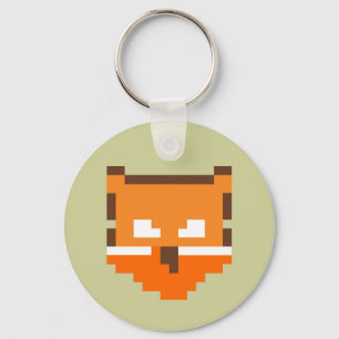Cute pixeled fox face keychain