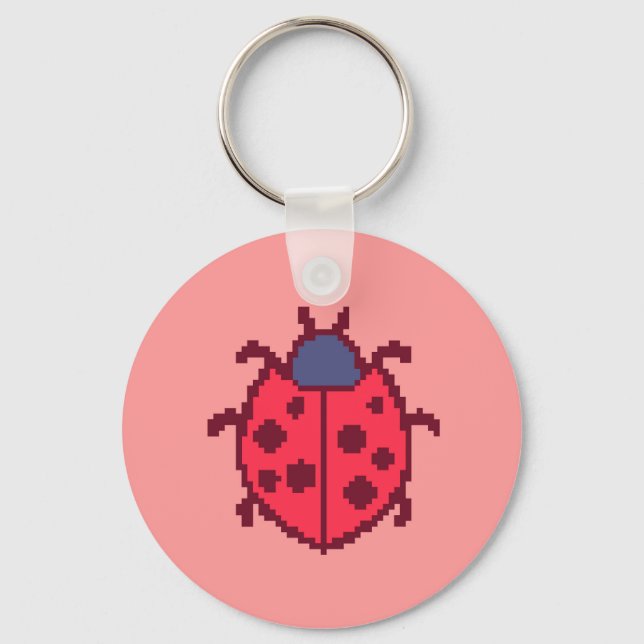 Cute pixeled ladybug insect  keychain (Front)