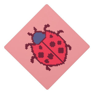 Cute pixeled ladybug insect  throw pillow graduation cap topper