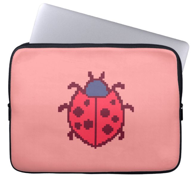 Cute pixeled ladybug insect  throw pillow laptop sleeve (Front)