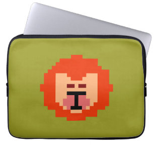 Cute pixeled lion face  laptop sleeve