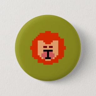 Cute pixeled lion face  throw pillow 2 inch round button