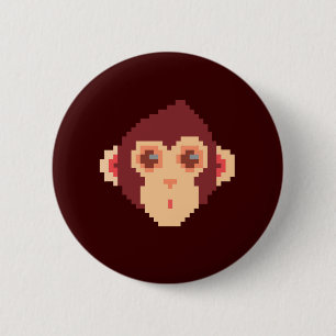 Cute pixeled monkey face 2 inch round button
