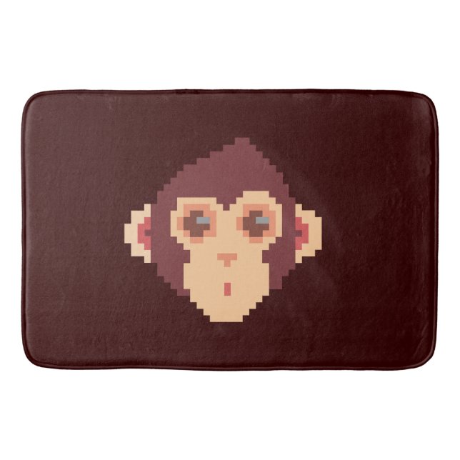 Cute pixeled monkey face bath mat (Front)