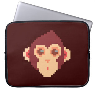 Cute pixeled monkey face laptop sleeve