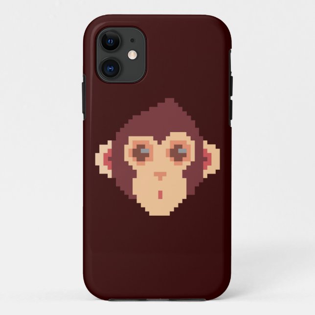 Cute pixeled monkey face notebook Case-Mate iPhone case (Back)