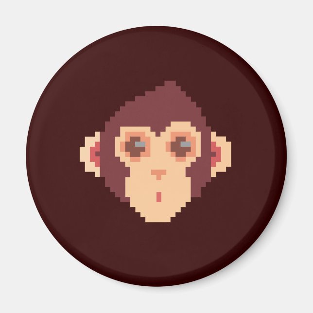 Cute pixeled monkey face notebook HP laptop skin Magnet (Front)