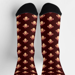 Cute pixeled monkey face notebook HP laptop skin Socks
