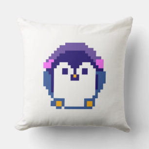 Cute pixeled penguin baby throw pillow