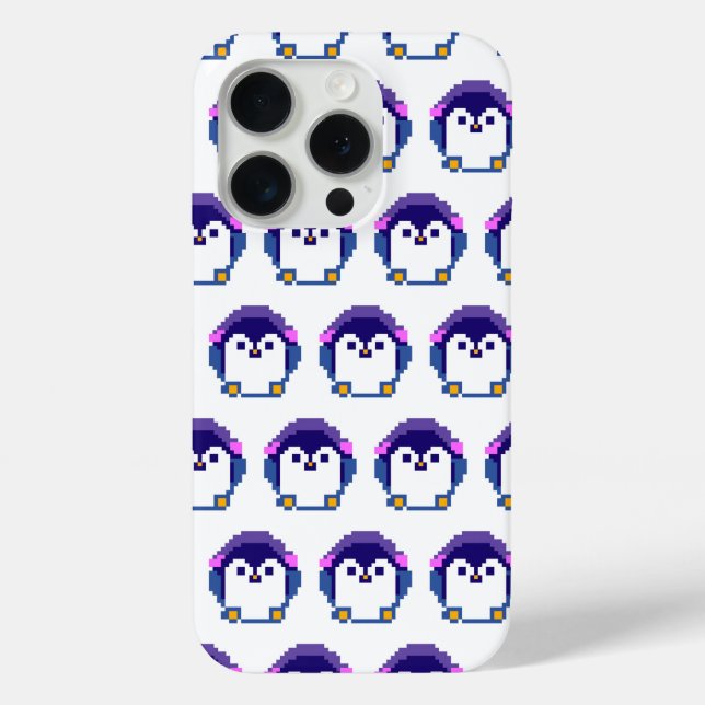 Cute pixeled penguin baby throw pillow Case-Mate iPhone case (Back)