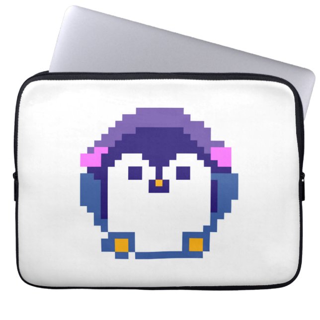 Cute pixeled penguin baby throw pillow laptop sleeve (Front)
