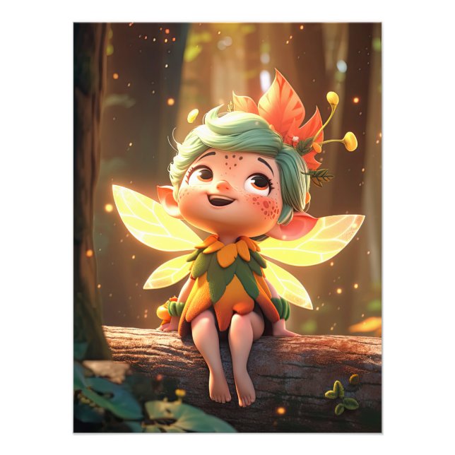Cute Pixie Elf in the woods Photo Print (Front)