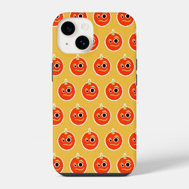Cute pixled orange monster face  iPhone case (Back)