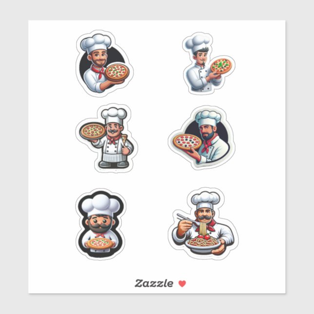 Cute Pizza Chef and Spaghetti Italian (Sheet)