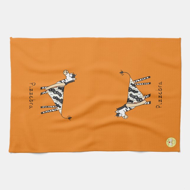 Cute Pizza Funny Zebra Kids Cartoon Kitchen Towel (Horizontal)