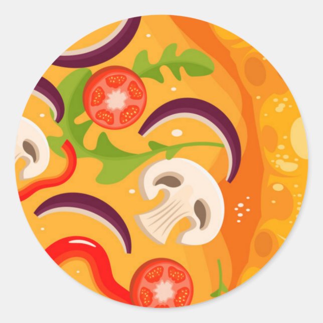 Cute pizza lover colourful food classic round sticker (Front)