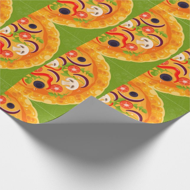 Cute pizza lover colourful food wrapping paper (Corner)