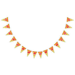 Cute Pizza Meat Slices Birthday  Bunting Flags