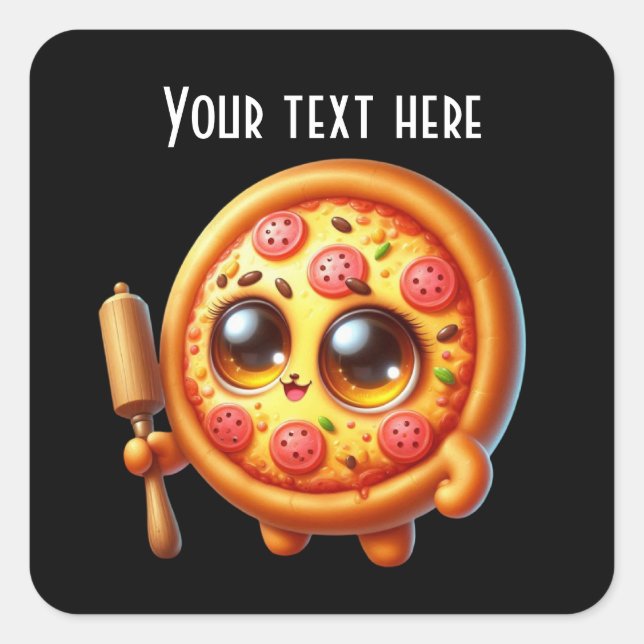 Cute pizza party lovers  square sticker (Front)