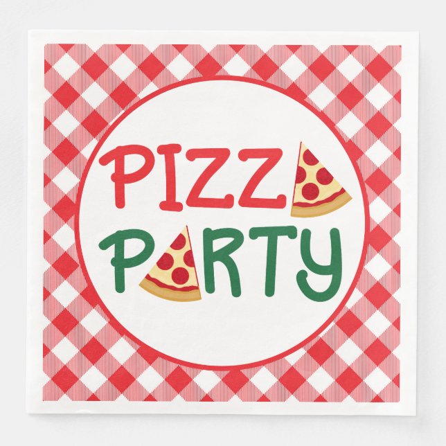 Cute pizza party words napkin (Front)