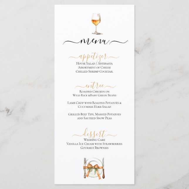 Cute Place Setting & Wine Glass Menu (Front)