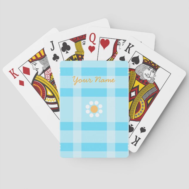 Cute Plaid and Floral Playing Cards (Back)