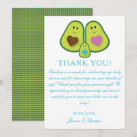 Cute Plaid Avocado Boy Baby Shower Thank You Card