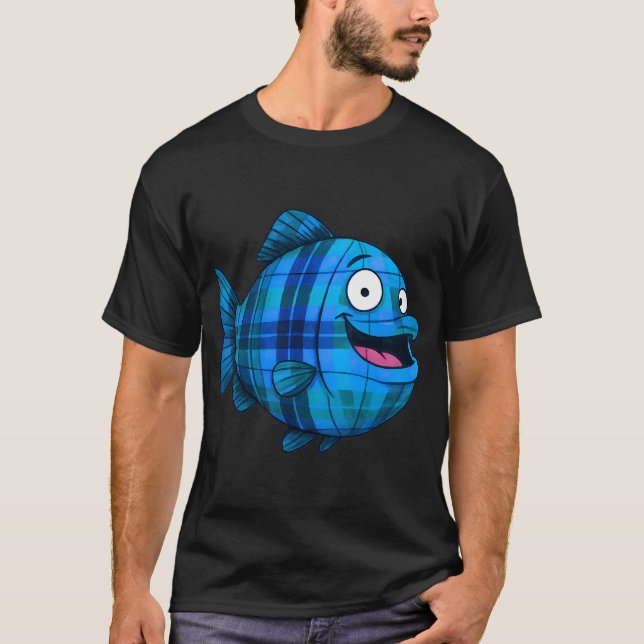 Cute Plaid Fish T-Shirt (Front)